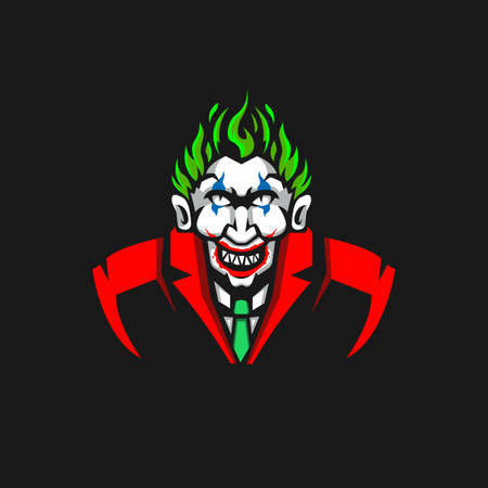 Illustration of clown or mad man wearing a red suit and tieのイラスト素材