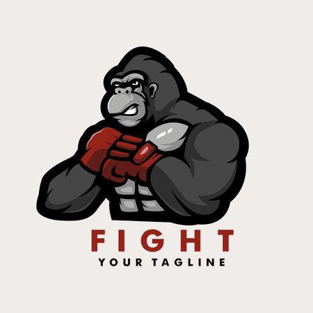 Gorilla Fight mascot logo design illustration vector for sport clubのイラスト素材