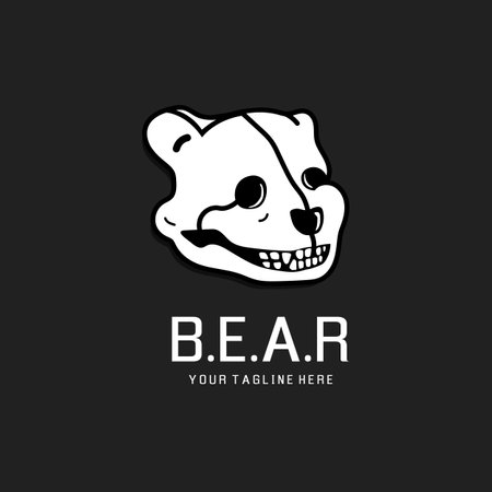 Bear skull mascot logo design illustration vectorのイラスト素材