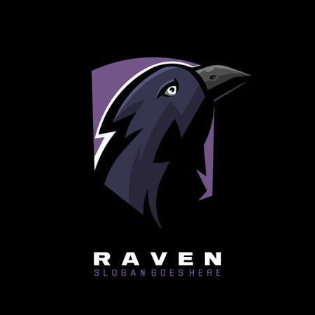 Raven mascot logo design for badge, emblem, t-shirt, team, sport, gaming or esportsのイラスト素材