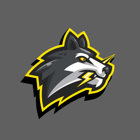 Wolf carrying lightning mascot logo for sport, esport, gaming, team, club