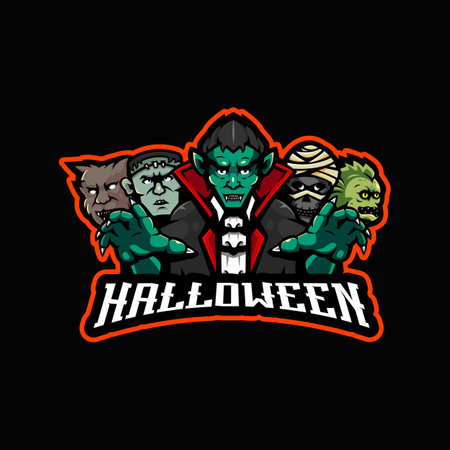 Halloween Mascot Logo Design Illustrationのイラスト素材