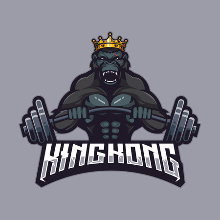Gorilla Kong sports mascot logo design illustration vector king fitness gymのイラスト素材