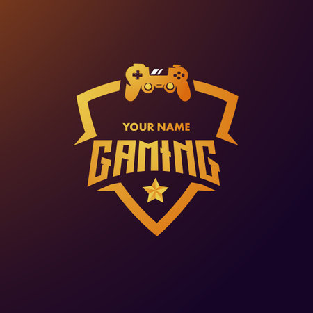 Golden badge logo template for gaming esportのイラスト素材