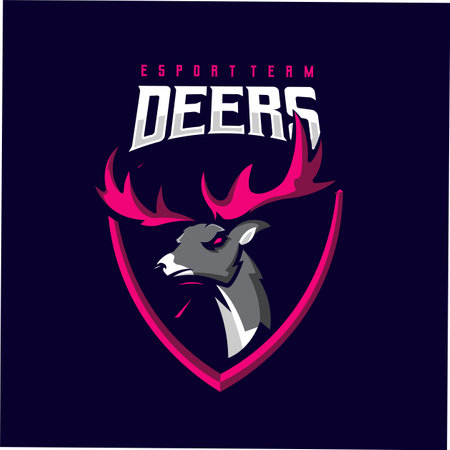 Deer esport logo design vectorのイラスト素材