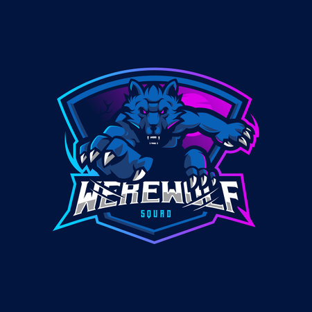 Werewolf esport gaming mascot logo design illustration vector for your team squadのイラスト素材