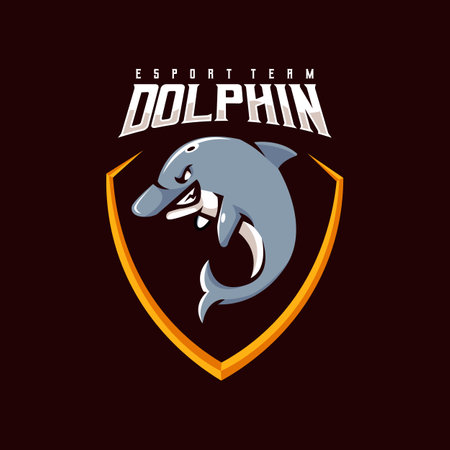 Dolphin esport logo design illustration vectorのイラスト素材