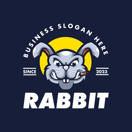 Rabbit logo. Vector illustration of a rabbit with a pipe in his mouth.のイラスト素材