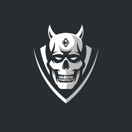 Skull Bones demon mascot logo design vector. Three eyed devilのイラスト素材