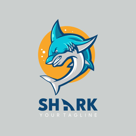 Angry Shark Logo Design Vector for a club or Sport Teamのイラスト素材