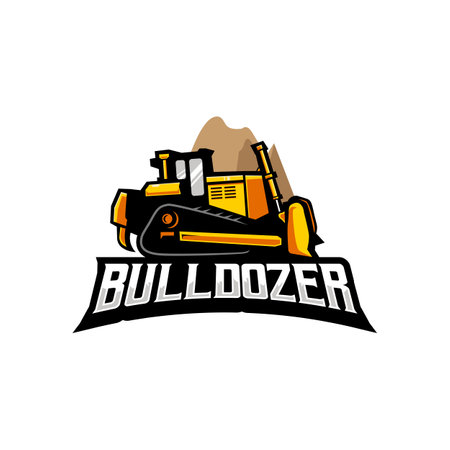 Bulldozer logo design vector for construction companyのイラスト素材