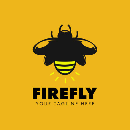 Firefly Logo Design Vector. Fireflies Icon Modern and Minimalistのイラスト素材