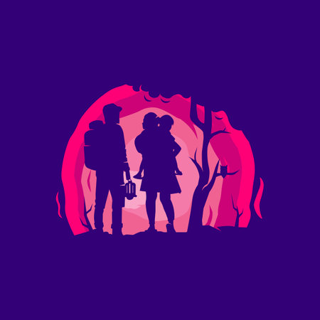 Illustration of family on adventureのイラスト素材