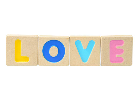 Love message written in wooden blocks の写真素材