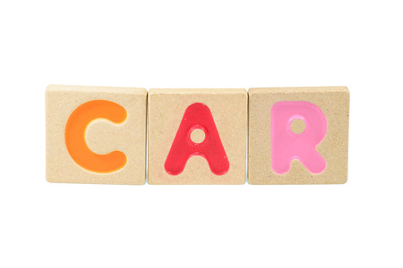 word car written in wooden blocks の写真素材