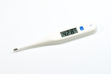 Electronic body thermometer displaying very high temperature