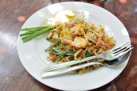 Pad Thai, stir-fried rice noodles, is one of Thailand's national main dishの写真素材