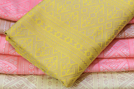 Thailand beautiful silk patterned fabric.の写真素材