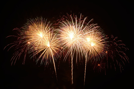fireworks on the black sky backgroundの写真素材