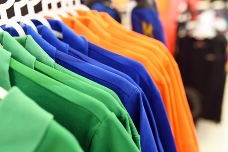 colorful clothes on Hangersの写真素材