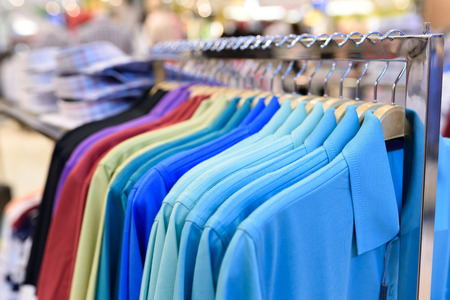 colorful clothes on Hangersの写真素材