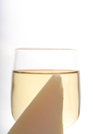 CHEESE AND WINE  on a studio white backgroundの写真素材