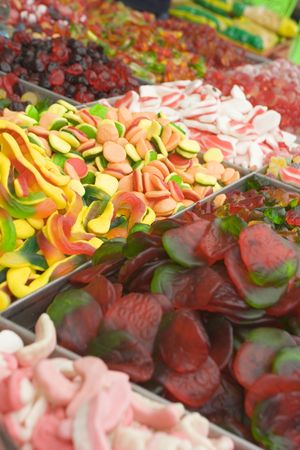 candy display at a marketplaceの写真素材