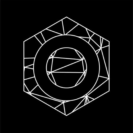 o initials geometric line art and triangle blockchain logoのイラスト素材