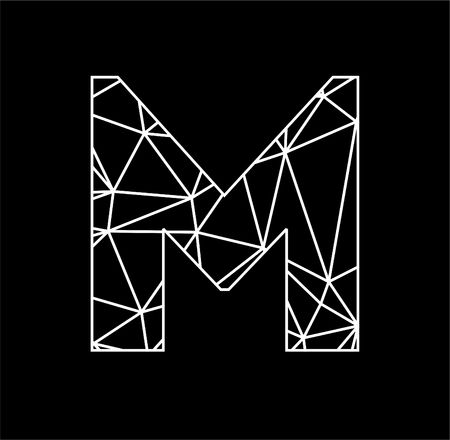 M initials geometric line art and triangle block chain logoのイラスト素材