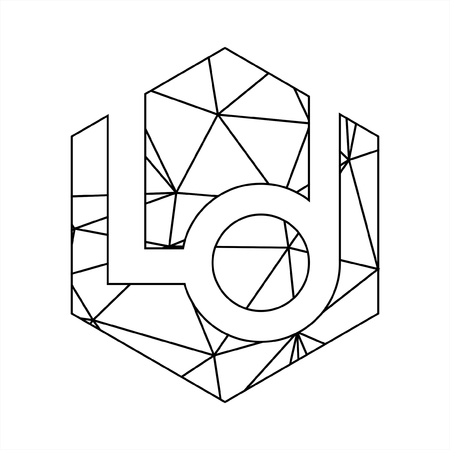 LD initials geometric line art and triangle block chain logoのイラスト素材
