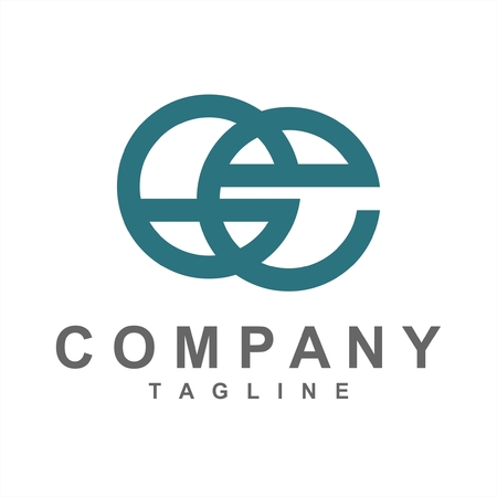 simple line art Ge initials company logoのイラスト素材