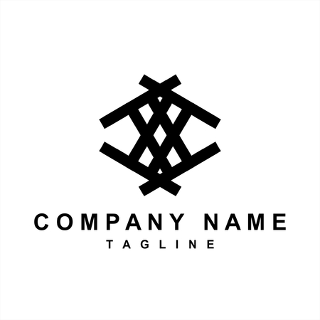 simple geometric X, AXV initials ornamental line art logoのイラスト素材