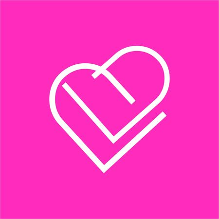 simple DD, PP, DP initials line art company logo with heart shape symbolのイラスト素材