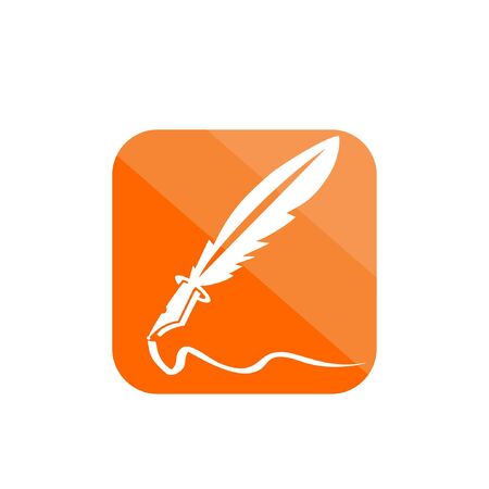 simple feather ink pen application icon and vector logoのイラスト素材