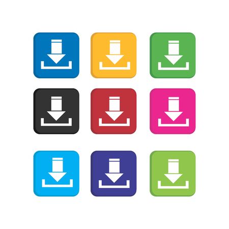 set colorful download or upload icon for smart phone application and web iconのイラスト素材