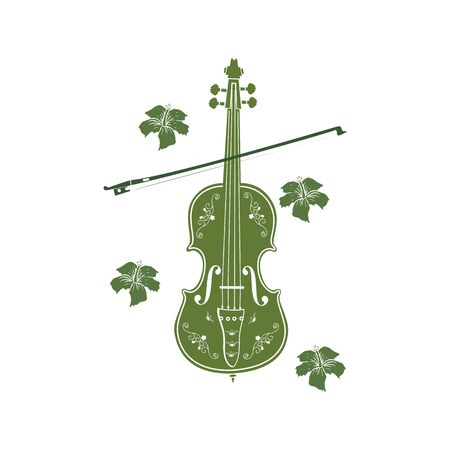 green leaf violin or cello logo and iconのイラスト素材