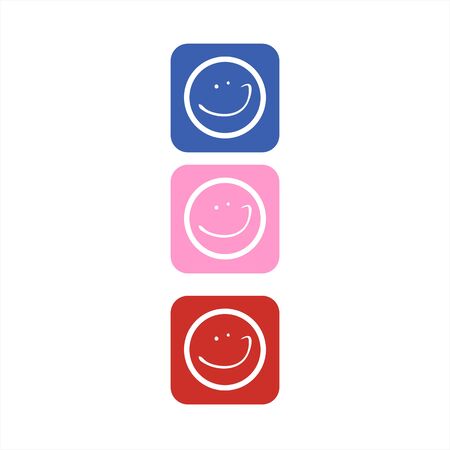 set colorful circle emoticon smile for logo and icon