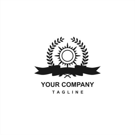 sun circle with vintage style logo and iconのイラスト素材