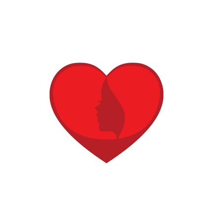 women heart love shape logo and vector iconのイラスト素材
