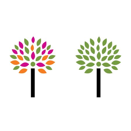 abstract simple colorful tree logo and iconのイラスト素材