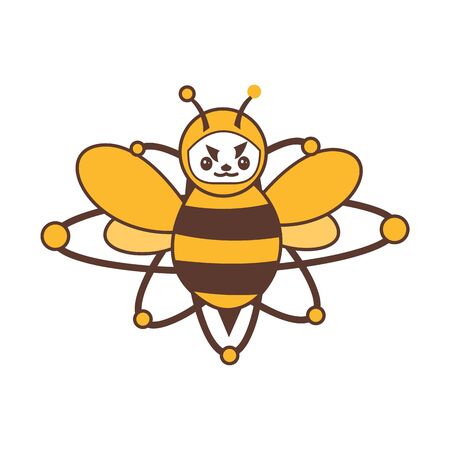 brave atomic bee funny character for logo and vector iconのイラスト素材