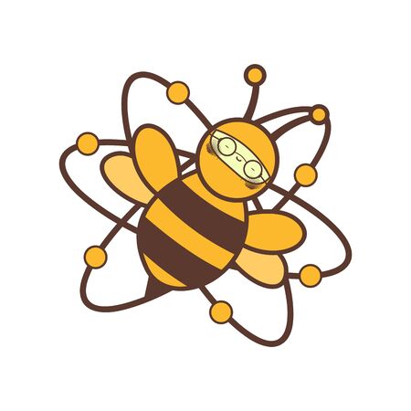 glasses lazy atomic bee funny character for logo and vector iconのイラスト素材