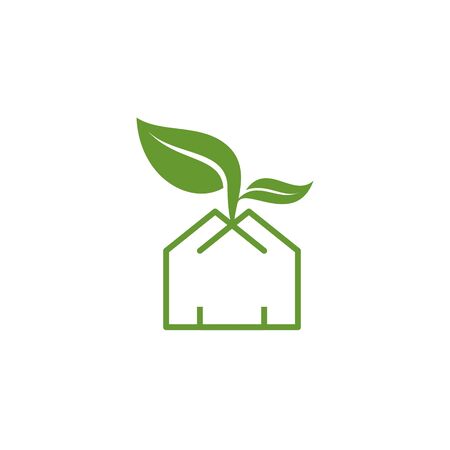 simple green house leaf agriculture logo and vector iconのイラスト素材