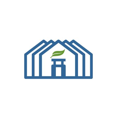 simple green house agriculture logo and vector iconのイラスト素材