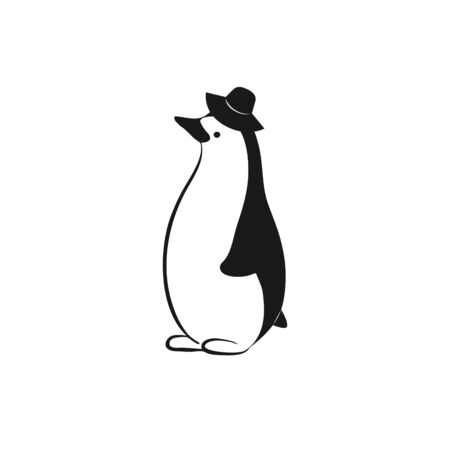 hat penguin fashion women design and character logo and vector iconのイラスト素材