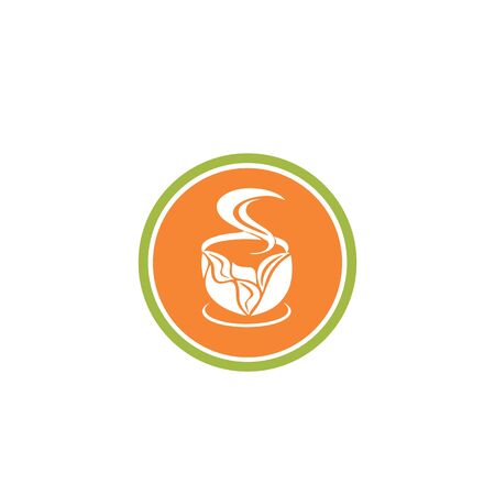 simple hot lemon tea cup logo and vector iconのイラスト素材