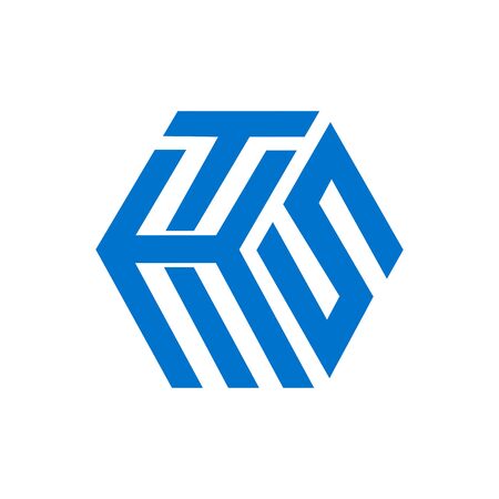 THS, TKS, SKT, HTS, KTS initials geometric cubic letter model logo and vector iconのイラスト素材