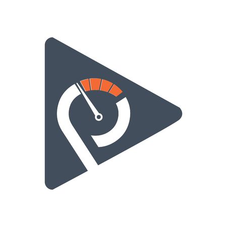P speedometer playlist logo and vector iconのイラスト素材