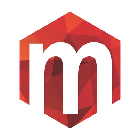 m initials red polygonal logo and vector iconのイラスト素材