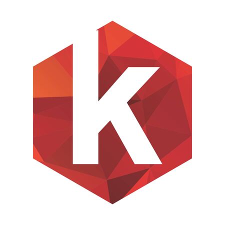 k initials red polygonal logo and vector iconのイラスト素材